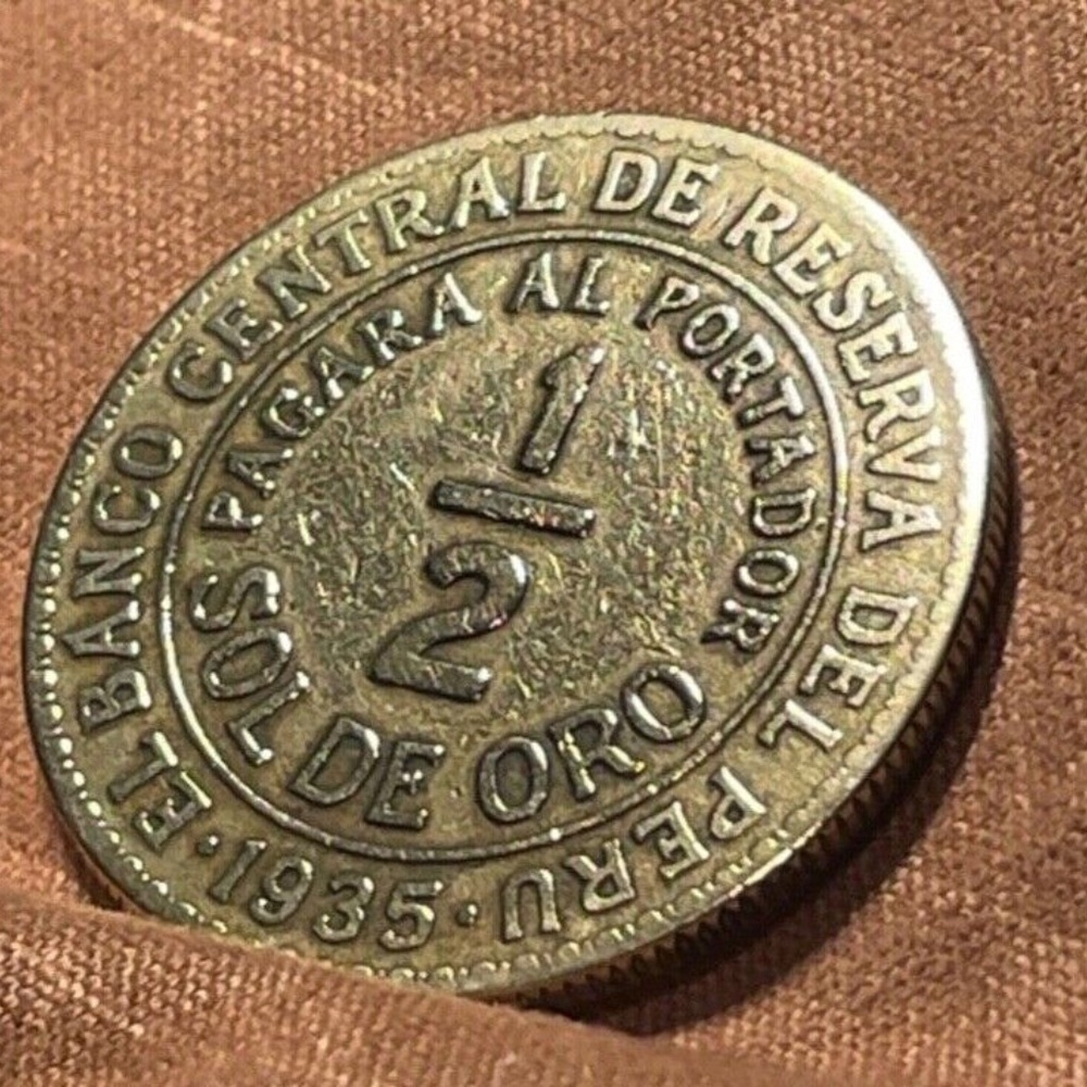 Peru 1935 1/2 Sol MA beautiful well defined lines - Picture 7 of 7